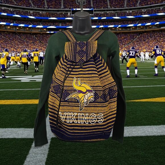 MN Vikings Woven Backpack Purple and Gold Baja Fabric Embroidered - Picture 1 of 7